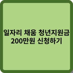 일자리 채움 청년지원금 200만원 신청하기