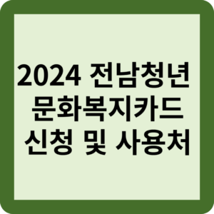 전남청년 문화복지카드 신청 및 사용처