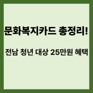 전남청년 문화복지카드 총정리